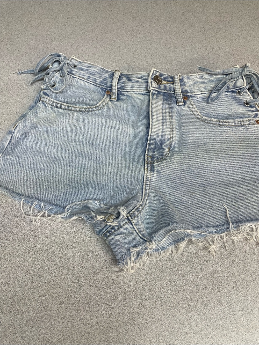 PacSun Light Wash Lace-Up High Rise Denim Cutoff Shorts